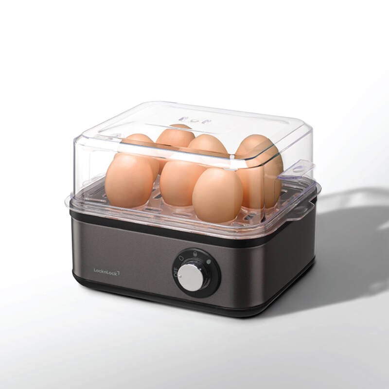 LocknLock Multi Egg Cooker 8 Eggs &ndash; 3 Doneness Levels, Auto Shut-off & Alarm - EJE212GRY, , large image number null